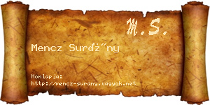 Mencz Surány névjegykártya